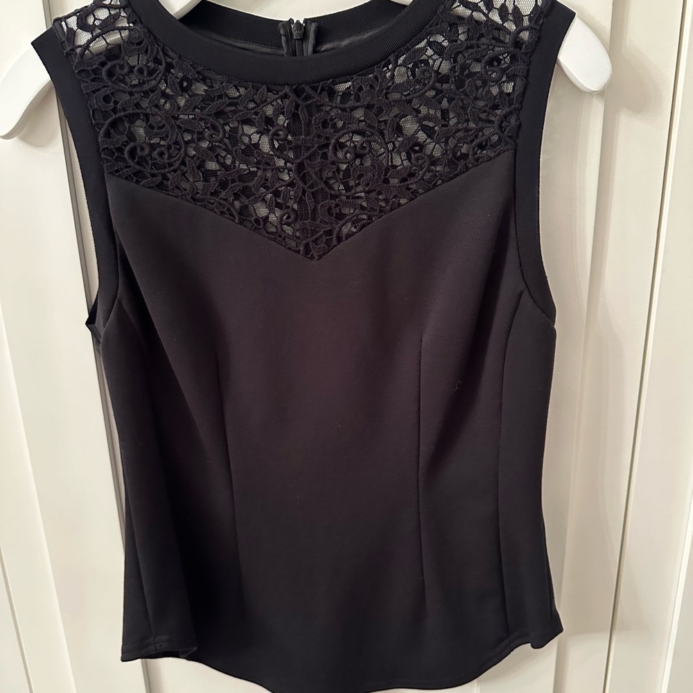 Rebecca Taylor Black top with lace size 4